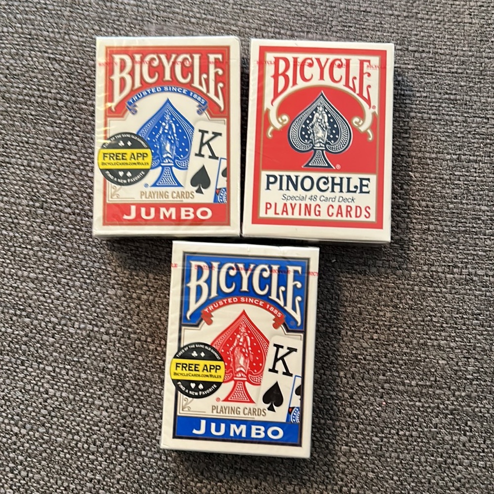 2 JUMBO Standard Size Decks & 1 PINOCHLE DECK